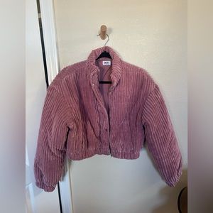 pink puffer jacket